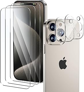 Qoosea [3+2 Pack] for iPhone 15 Pro Max Screen Protector with Camera Lens Protector Bubble Free Anti-Scratch Anti-Fingerprint 9H HD Tempered Glass Screen Protector for iPhone 15 Pro Max 6.7 inch 5G