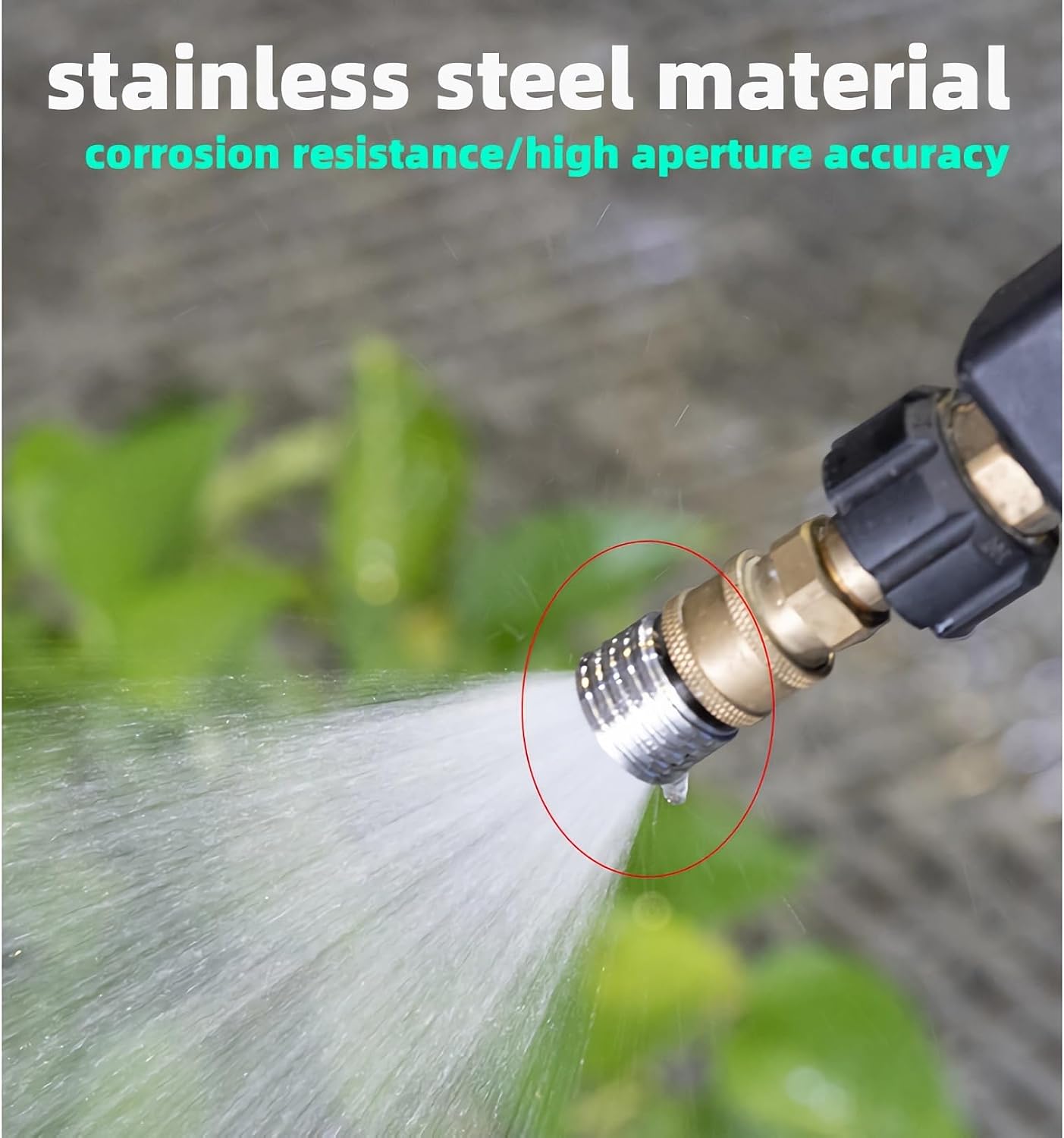 Stainless Steel Pressure Washer Nozzle Tips, 0.3mm/0.4mm/0.5mm Hole, 1/4" Quick Connect Adapter, Soft Rain Shower Spray Head for Car Washing, Garden Watering & Tire Detailing, Silver(3 pcs)