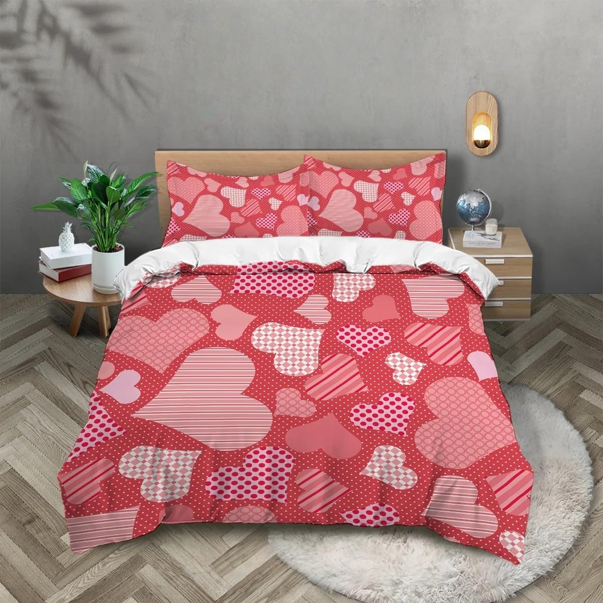 Housse de Couette Cœur Rose Parure Idéale pour Chambre Fille Coquette