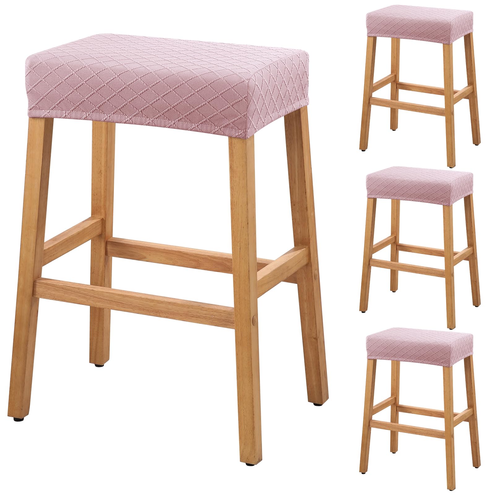 YISUN Stool Covers Rectangle - 4 Pack Stretch Waterproof Saddle Seat Cover Counter Bar Stools Bar Chairs Covers Kitchen Island Chairs Cushion Protector