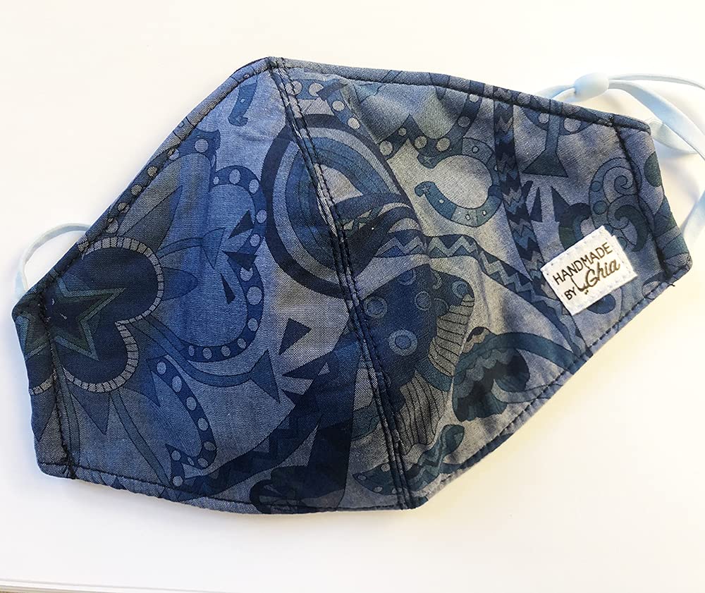 Handmade by Ghia Doodle Blue Unisex Fashion Face Mask