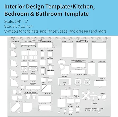 Miniatura 3 de Sooez Plantillas arquitectónicas plantilla de plan de casa plantilla de diseño de interiores plantilla de muebles kit de plantillas de dibujo