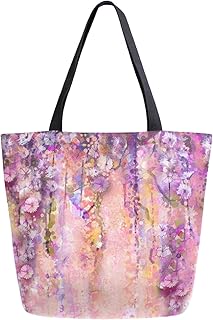 Borsa per la spesa, riutilizzabile, in tela, con albero di glicine, per la spesa, per la scuola di lavoro