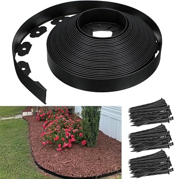 49FT Landscape Edging,2IN Tall Garden Edging Borders with 75pcs Stakes,Flexible Lawn Edging Border Kit,Mini Plastic Fence for Yard Flowerbeds,Grass