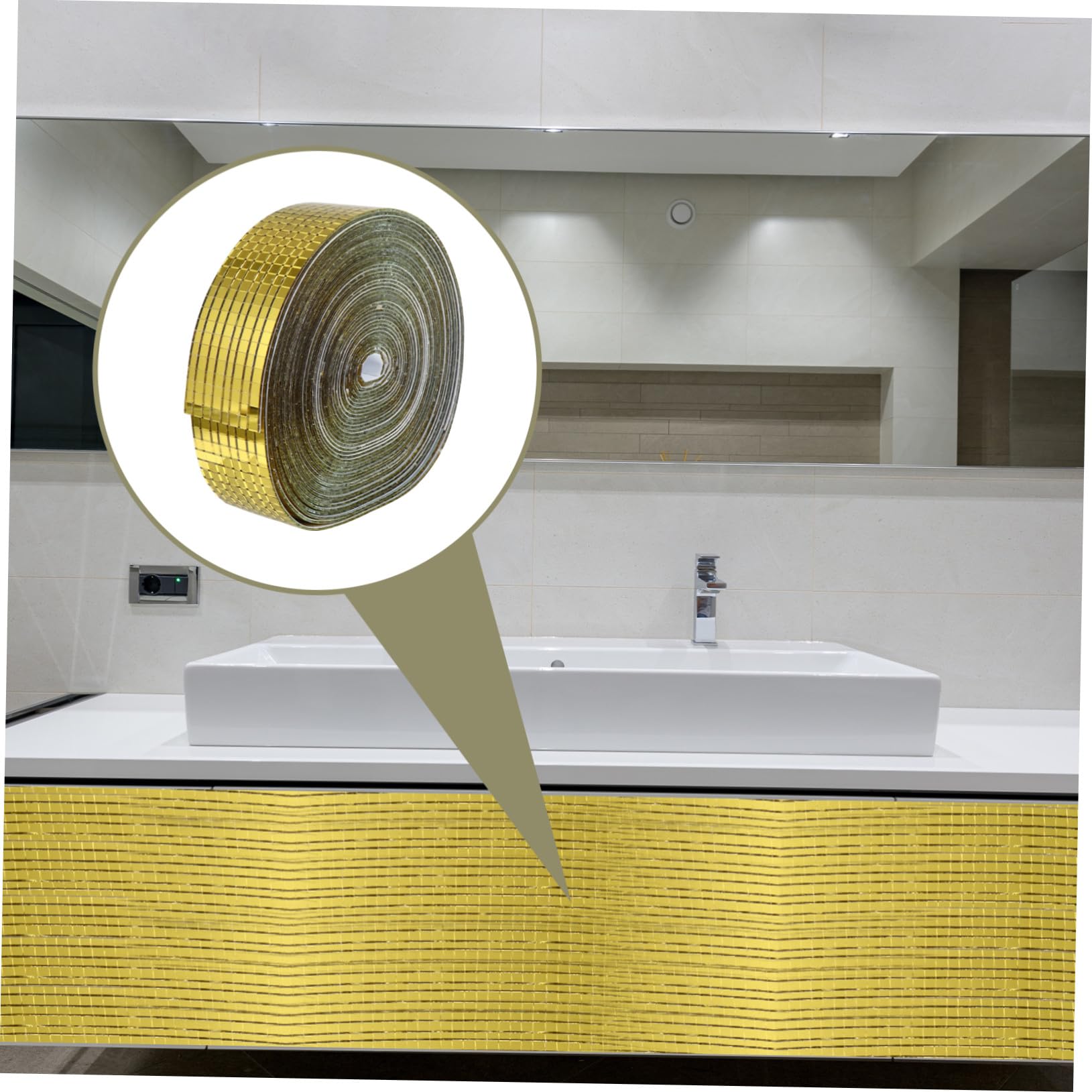 Mattonelle Adesive per Mosaico Specchio in Fibra di Vetro 10 Metri 5X5 MM Riflessi Luminosi Sorprendenti per Decorazione Pareti Ufficio e Hotel