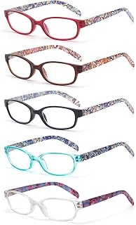 Autojouls 5 Pack Reading Glasses for Women Very Light Wearing Comfortable Spring Hinge Readers Glasses Colorful Fashion