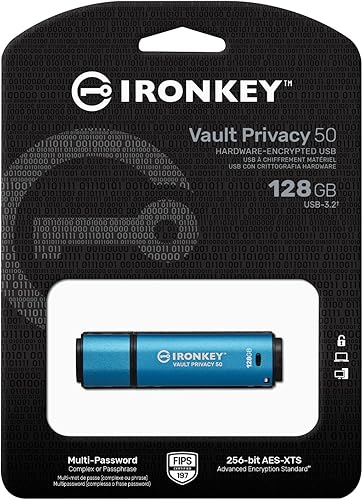 Miniatura 4 de Kingston IronKey Vault Privacy 50 128GB USB cifrado  FIPS 197  AES-256bit  Protección contra ataques BadUSB  Opciones de contraseña múltiple