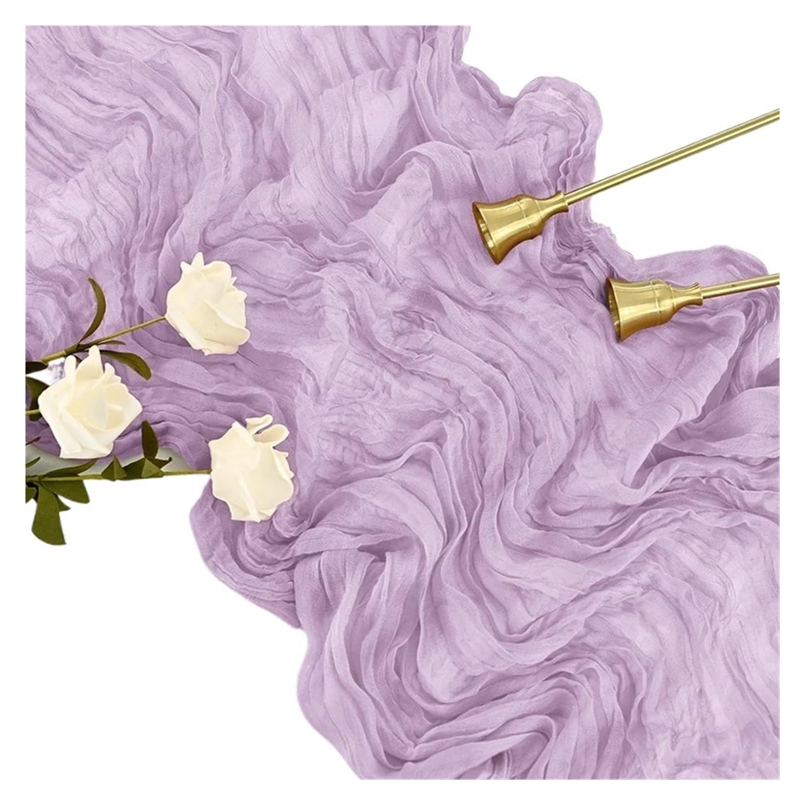 Chiffon Table Runner Table Runner Gauze Wedding Decoration Tablecloth Shower(Light purple,90X400cm)
