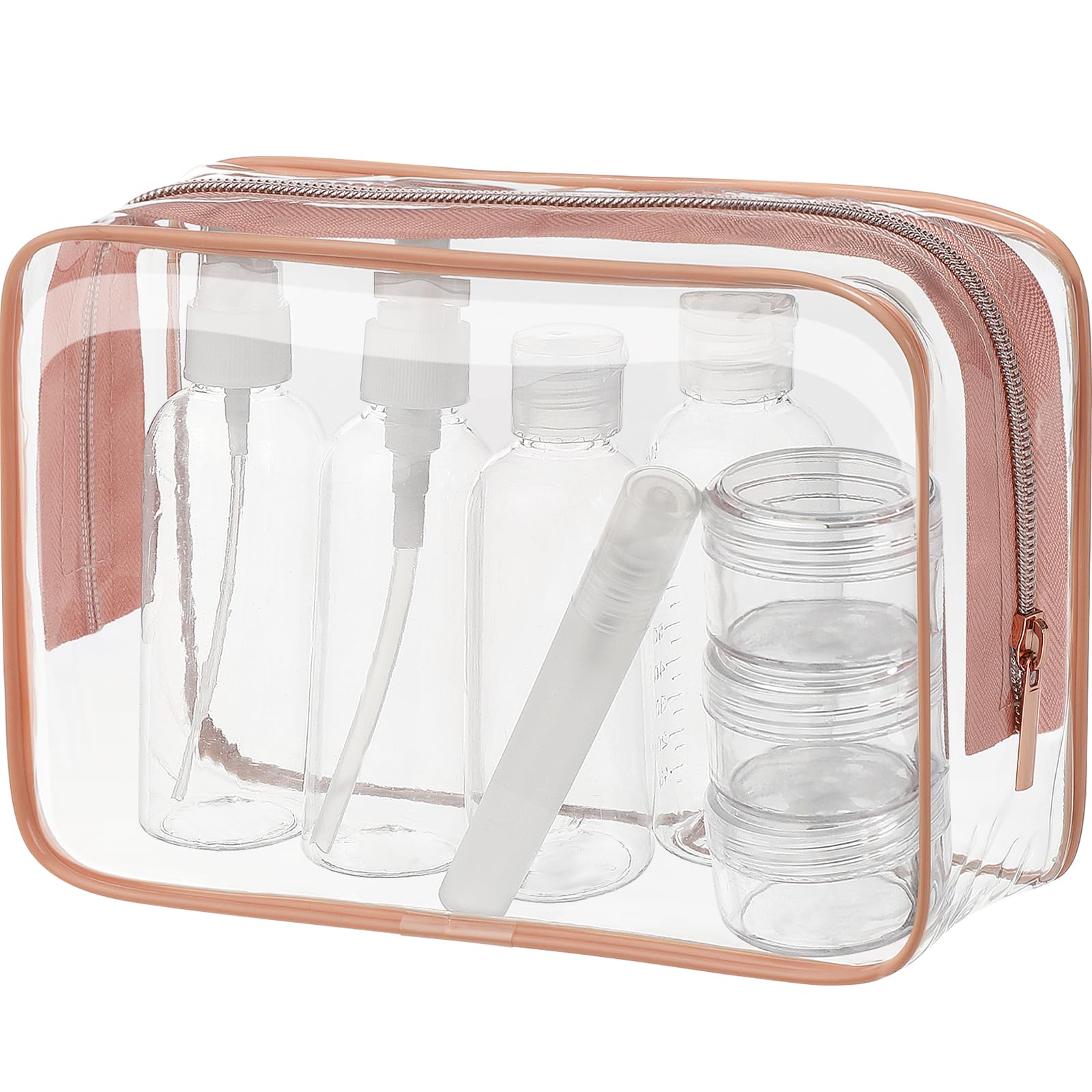 Neceser Transparente con 8 Botellas de Viaje (MAX.100ml) y 1 Bolsa de Vuelo para Líquidos (20x20 CM,1L), Bolsa de Cosméticos Impermeable para Hombre y Mujer — view 12