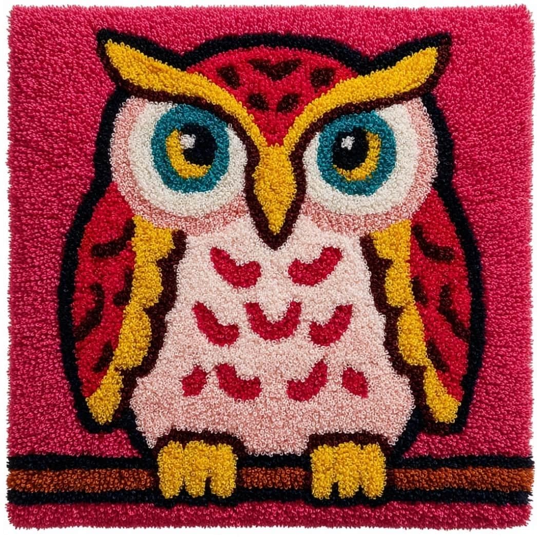 AxiangziK Latch Hook Pillow Kit Owl 43X43Cm