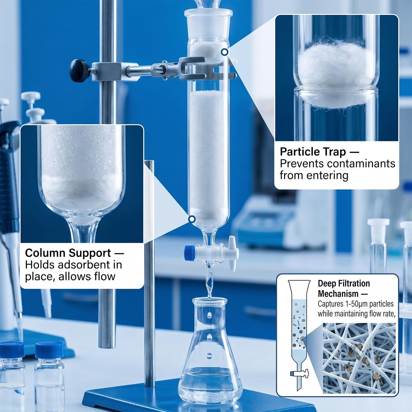 Filtro de lana de vidrio sin álcalis para uso en laboratorio, 100 g, fibra de vidrio, material de aislamiento de alta calidad para aplicaciones experimentales, resistente al calor