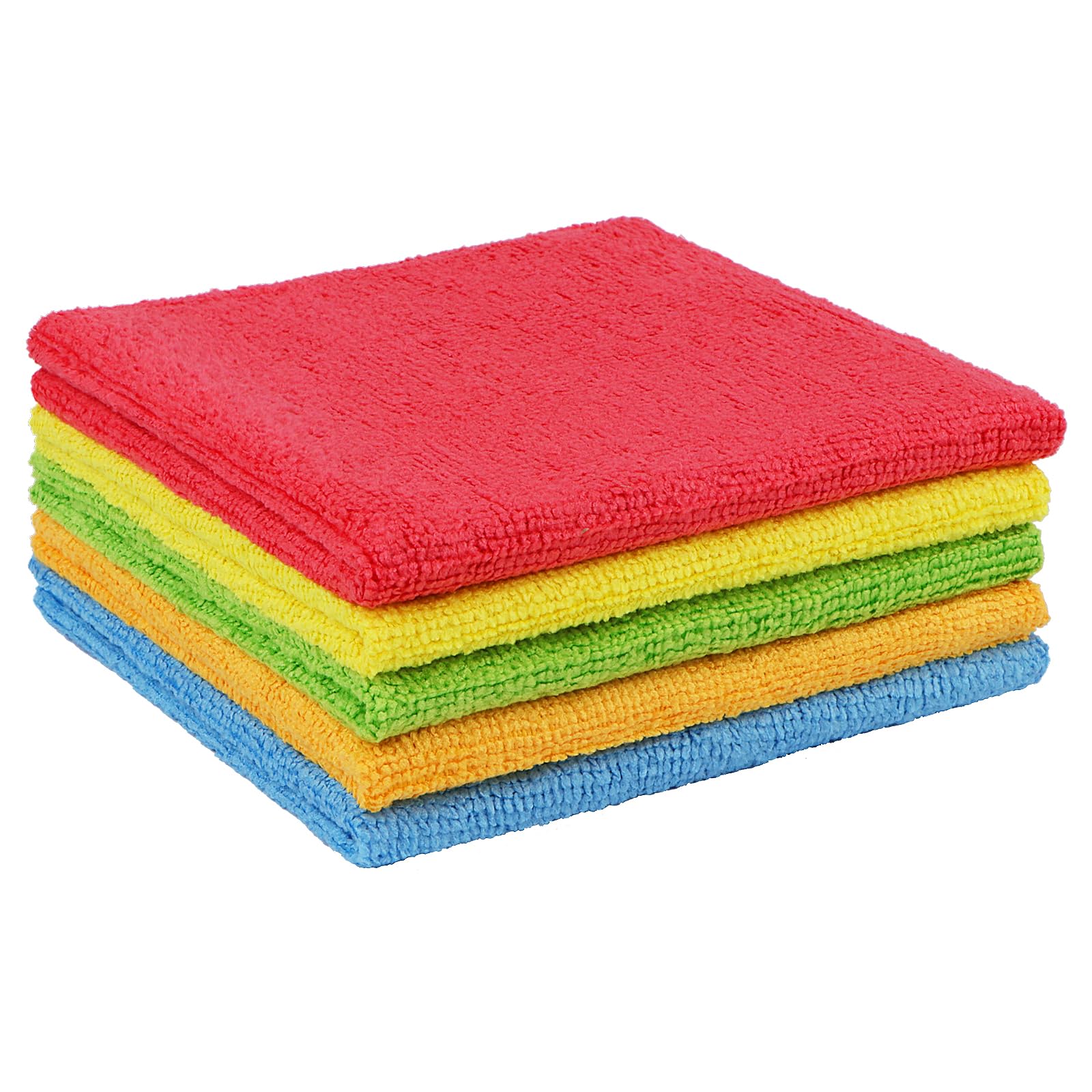 Aidea Multicolor Microfibre Cloths 5 Pack, Ultral Absorbent Lint-Free Washcloths Microfiber Cleaning Rags, All-Purpose Car Cloth Wipes For Detailing, Household Cleaning, 30X30cm