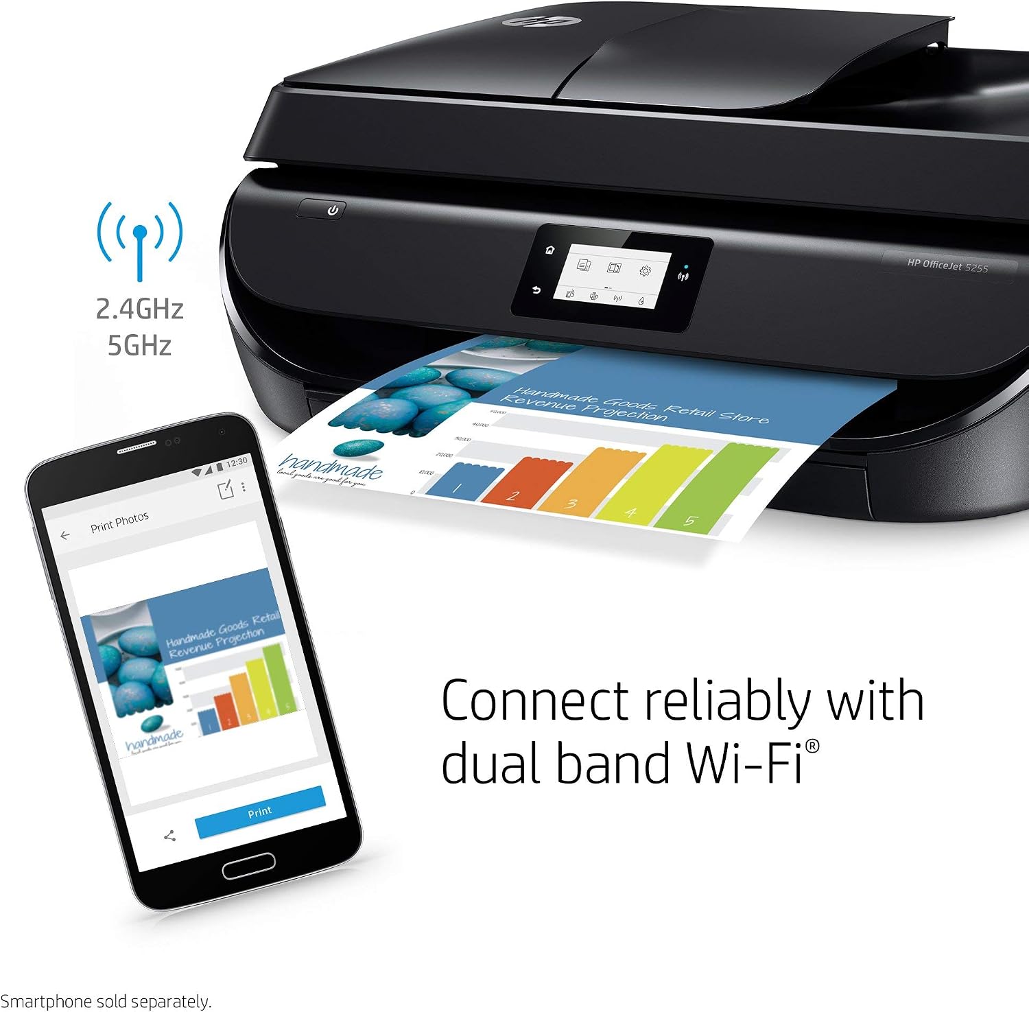 HP OfficeJet 5255 Wireless All-in-One Printer Compatible with HP Instant Ink and Amazon Dash (M2U75A) Black (Renewed)