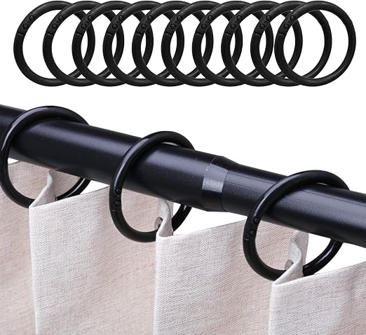 Amazer Anelli Per Tende Da Doccia In Plastica - Confezione Da 24, Colore Nero, Antiruggine E Facili Da Installare - 2