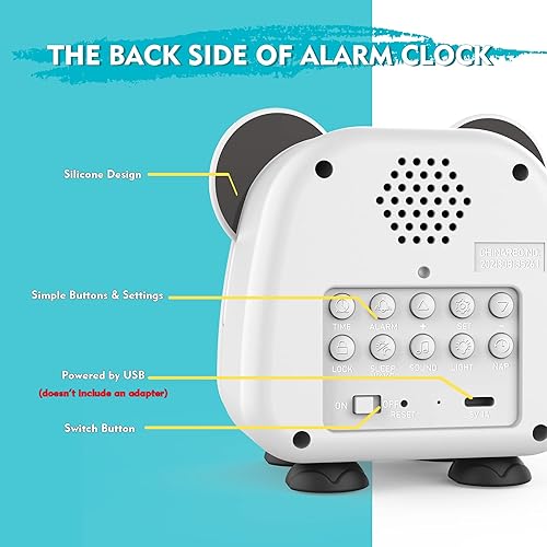 Miniatura 7 de USAOSHOP Reloj despertador para niños pequeños con máquina de sonido de luz nocturna, temporizador de siesta, reloj despertador de luz de despertar