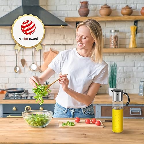 Miniatura 6 de Vucchini Large Olive Oil Dispenser Bottle 17 oz - Auto Flip Condiment Container - Leakproof Vinegar Dispenser Glass Cruet Stainless Steel