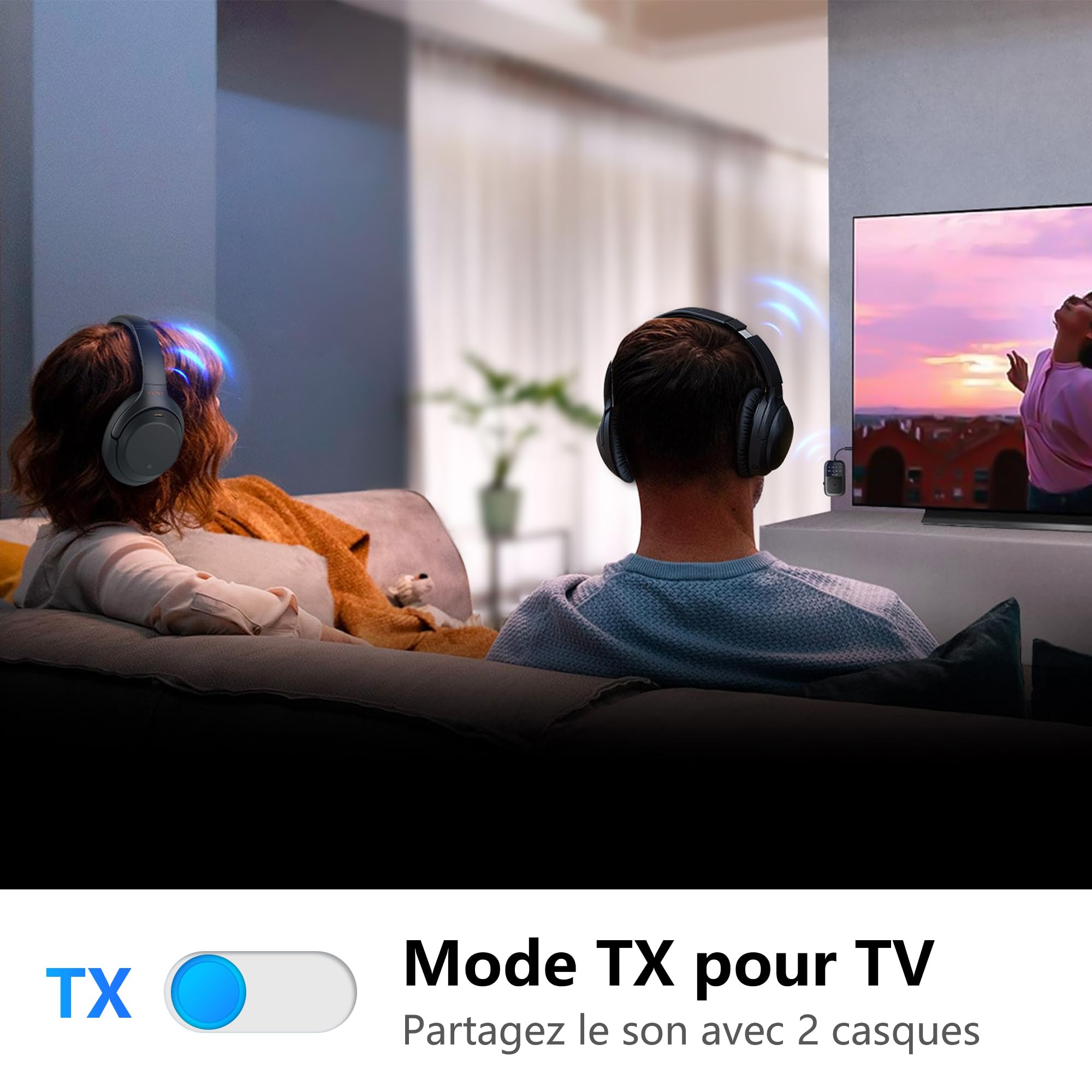 Bluetooth 5.4 Transmetteur Récepteur, 2-en-1 Adaptateur Bluetooth Avion, Double Casque & 24H Autonomie - pour TV, Avion, Voiture, Tablettes, Casque TV sans Fil, Compatible AirPods & aptX