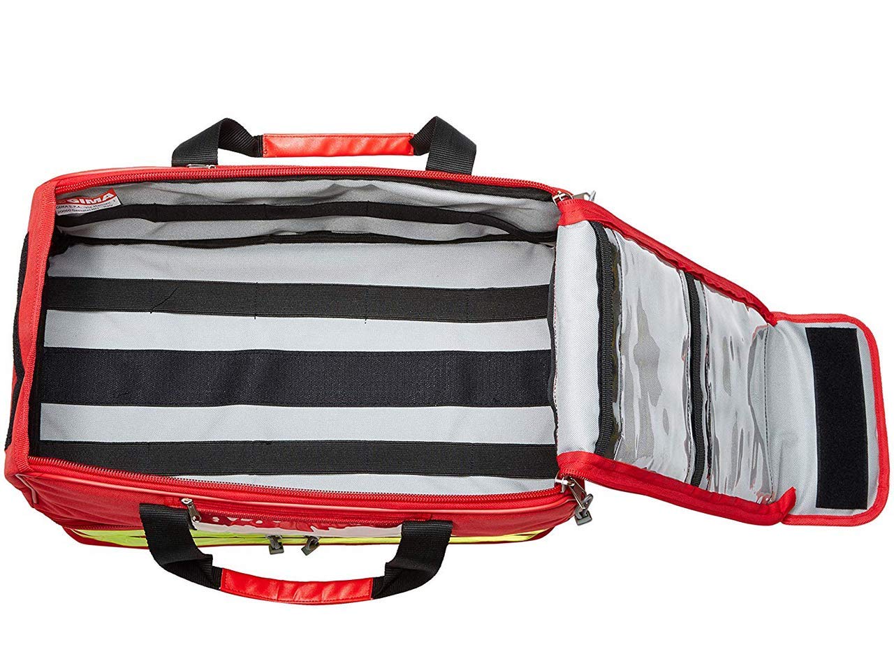 GIMA Life-2, Bolsa grande de color rojo, para emergencias, traumatismos, rescates, médicos, primeros auxilios, enfermeros, paramédico, con diversos bolsillos, 47,5 x 33 x 30 cmBeca life