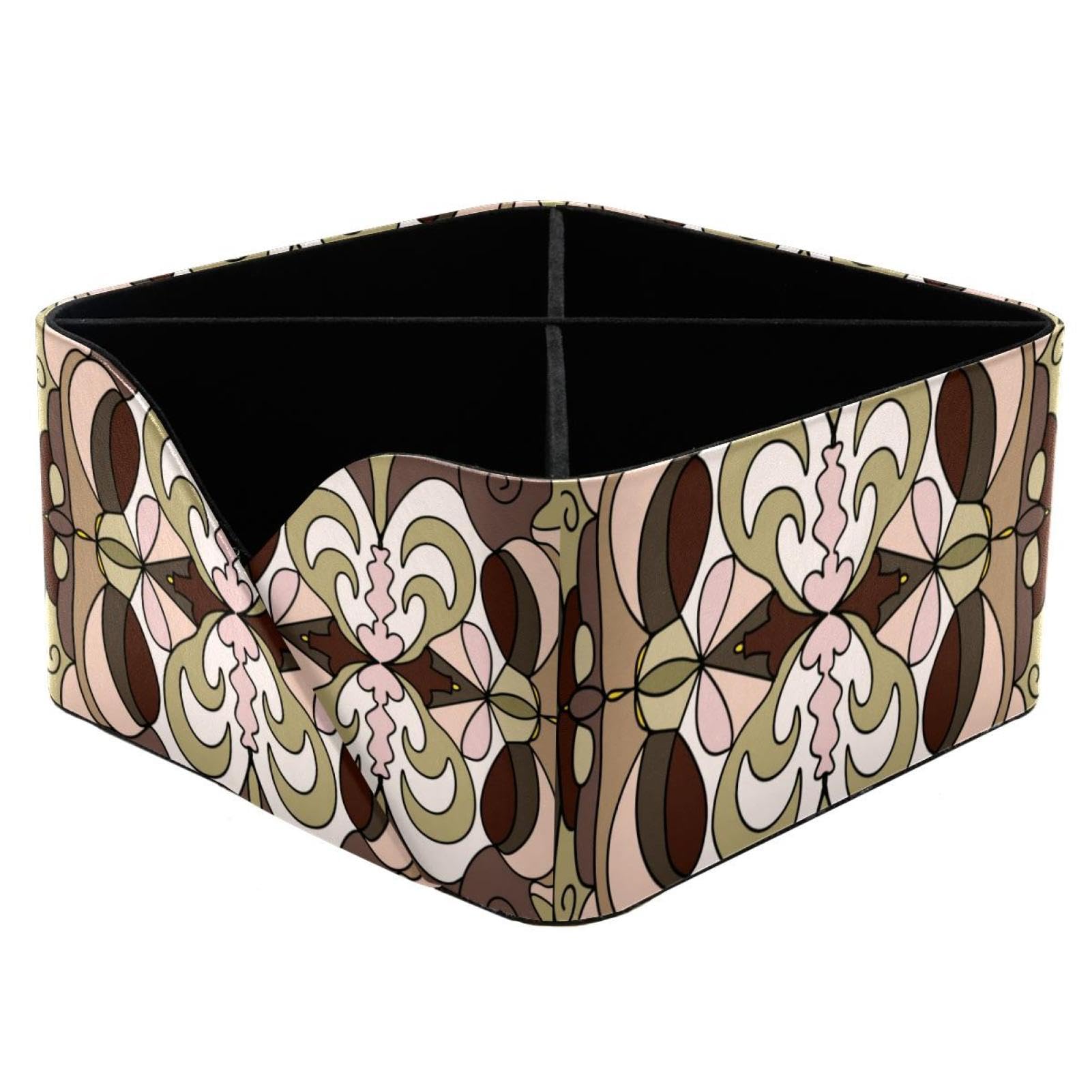 Boîte rangement rectangulaire au motif géométrique pour papeterie et cosmétiques légers