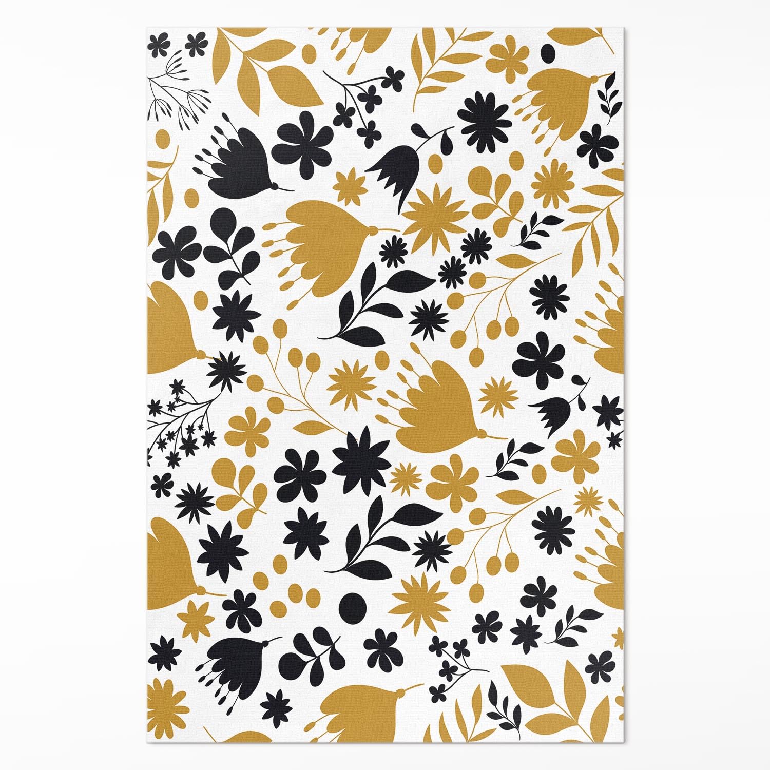 Tapis de sol vinyle 80x120 cm motif fleurs feuilles pour cuisine et salon
