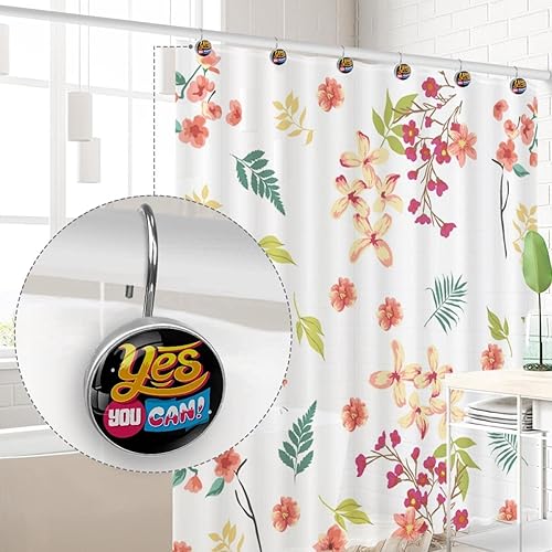 Miniatura 4 de Yes You Can Decorative Shower Curtain Hooks, Stainless Steel Shower Hook Rings for Bathroom, Crystal Glass Shower Curtain Rings Hanger, Set of 12