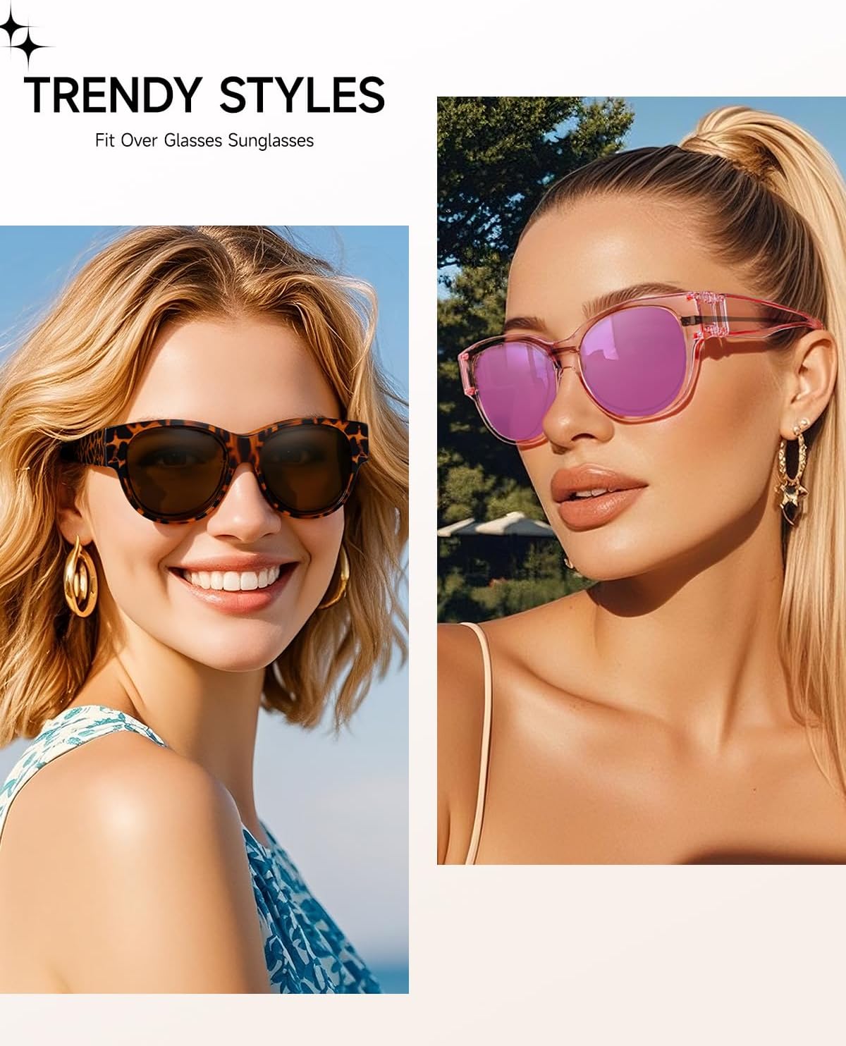 Wzerry Fit Over Sunglasses for Women, Polarized Over-Glasses Round Cat-Eye Shades with UV400 Protection - Image 2