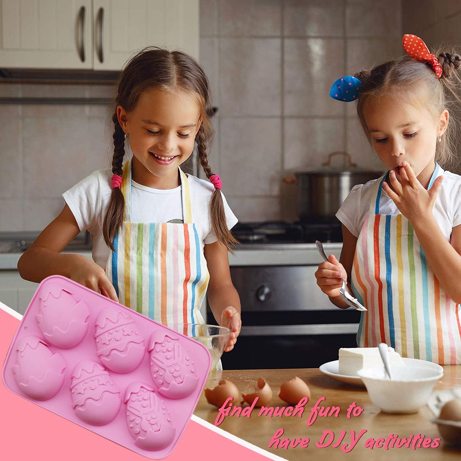 Diyfixlcd Stampo in silicone per torte, 2 stampi in silicone a forma di uovo di coniglio, per cioccolato, caramelle, muffin, cupcake, gelatina, sapone, cubetti di ghiaccio fai da te