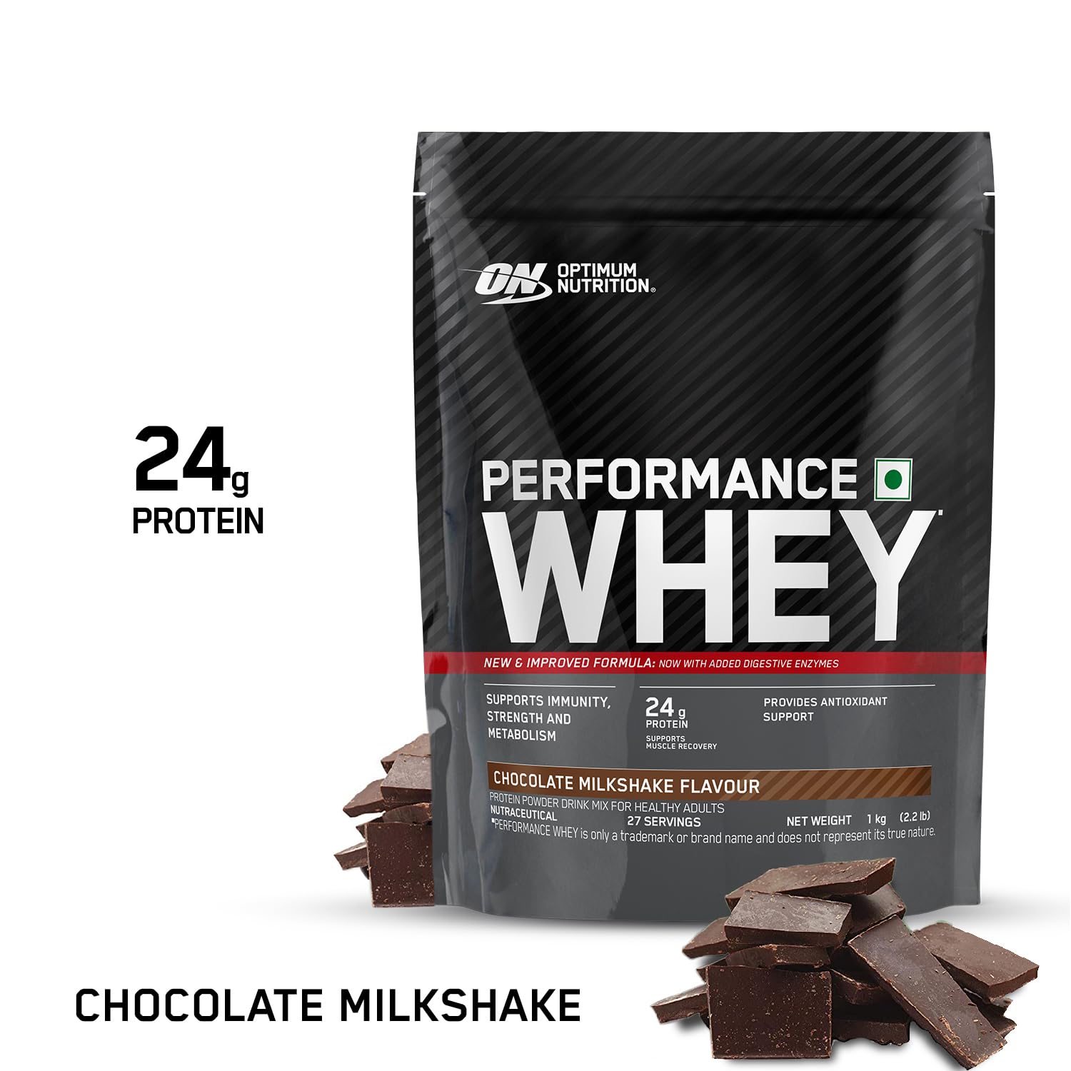 Optimum Nutrition (ON) Performance Whey Protein Powder, 24g Protein,1Kg (Chocolate Milkshake), Ultra-Filtered and Concentrated All-Whey Protein — Amazon image 8