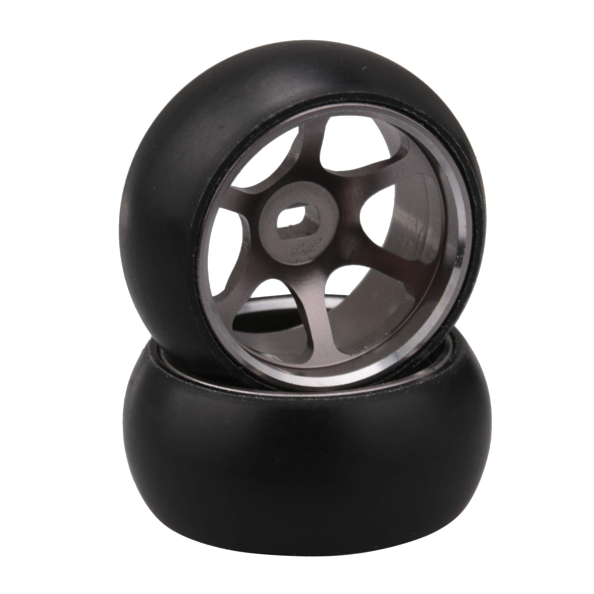 Mxfans 4Pcs RC 1:28 Titanium 6 Spoke Wheel Hub Tire Replacement for WL K989