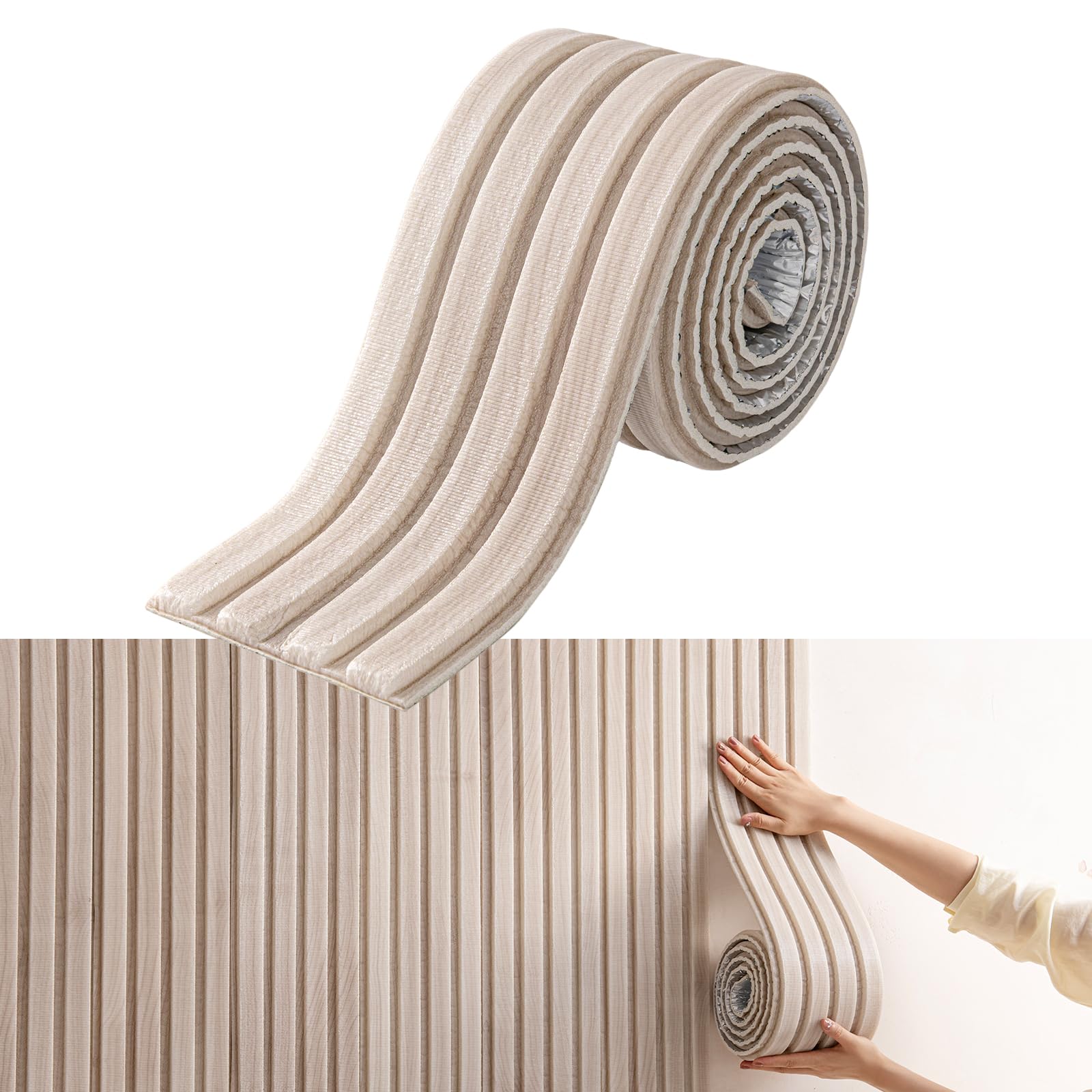 Panneaux muraux rembourrés, 11 mm d'épaisseur, anti-collision autocollant, coussin en mousse souple 3D, protection des bords muraux, protection murale, 16 cm x 2,8 m (grain)