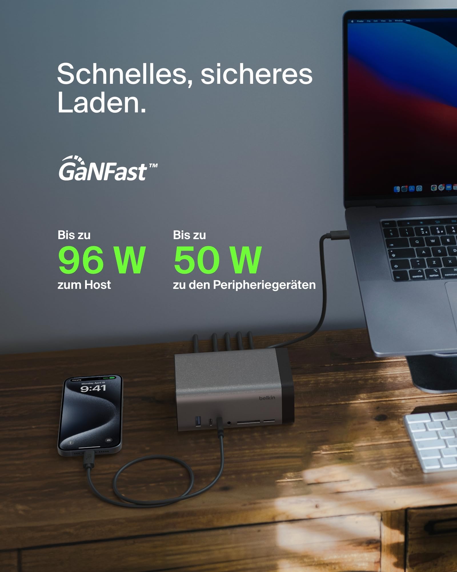 Belkin USB-C 11-in-1 Pro GaN Docking Station (150 W), USB Verteiler mit Anschlüssen für USB-C, USB-A, Ethernet, SD, MicroSD, 3,5-mm-Klinke und 4K-HDMI für 3 Monitore – kompatibel mit MacBook Pro usw.