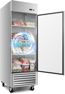 27" W Commercial Upright Freezer with Single-Door: 23 Cubic Feet Storage, Adjustable Shelving, Automatic Defrosting, Precision Digital Thermostat, LED Lights, Safety Locks