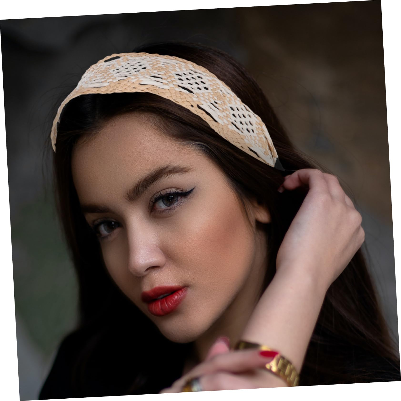 Bandeau Accessoire Vintage et Bohème en Raphia Tressé pour Femmes Large Création de Coiffures Élégantes pour Tenues de Plage et Occasions Variées