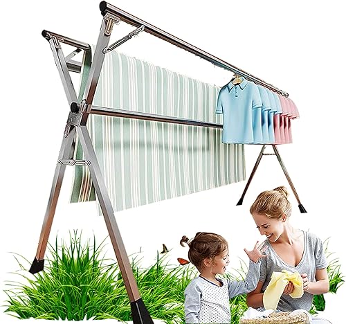 Estante retráctil de secado de ropa para lavandería, perchero de acero inoxidable para lavandería (94 pulgadas)