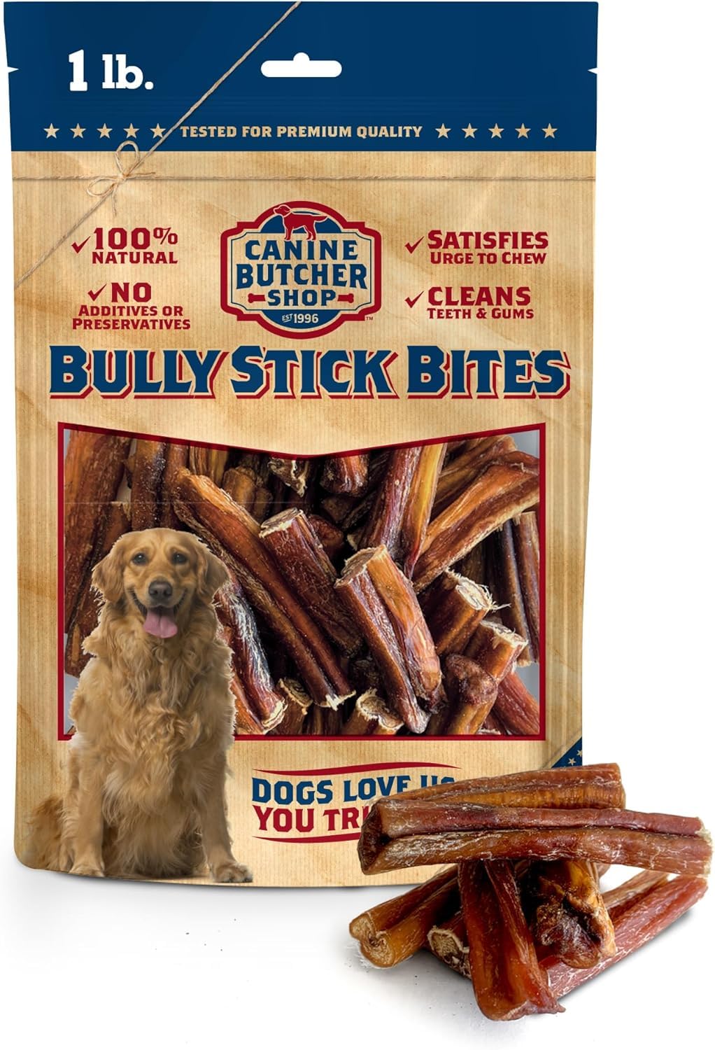 Bully Stick Bites Raised & Made in USA (2-4 inches), 1 lb, Odor Free, All-Natural Dog Chews, Treats