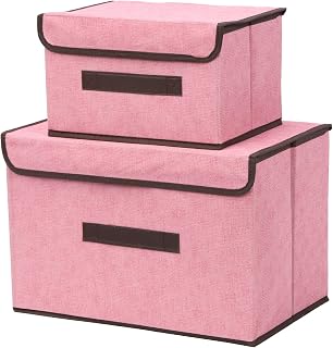 Swpeet 2pcs Pink Linen Foldable