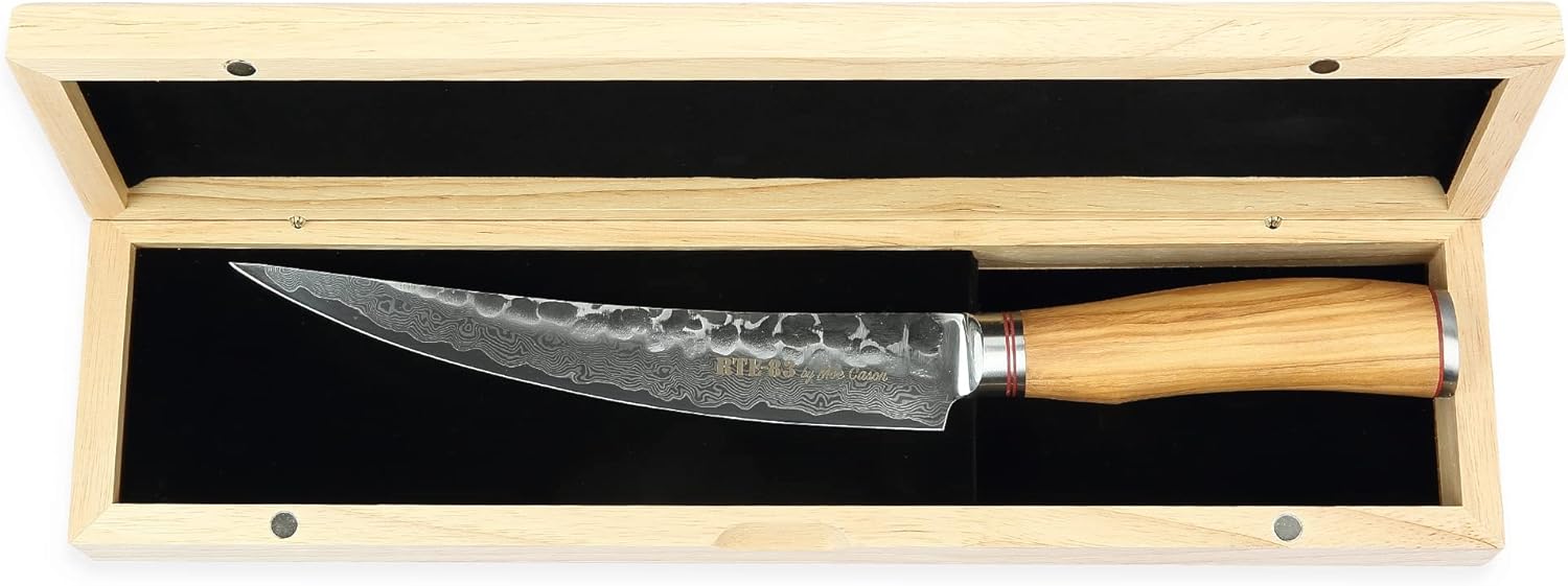 Route 83 by Moe Cason Signature XL 8" Boning Knife Handmade Damascus Italian Olive Wood Handle