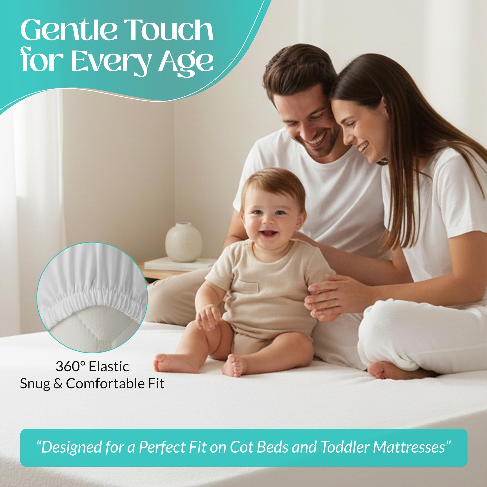 Sasma Home - Cot Bed Mattress Protector 70x140 - Toddler Mattress Protector - Hypoallergenic, Anti Mite Suitable for Deep Cot Bed Mattress - Noiseless and Waterproof — view 4