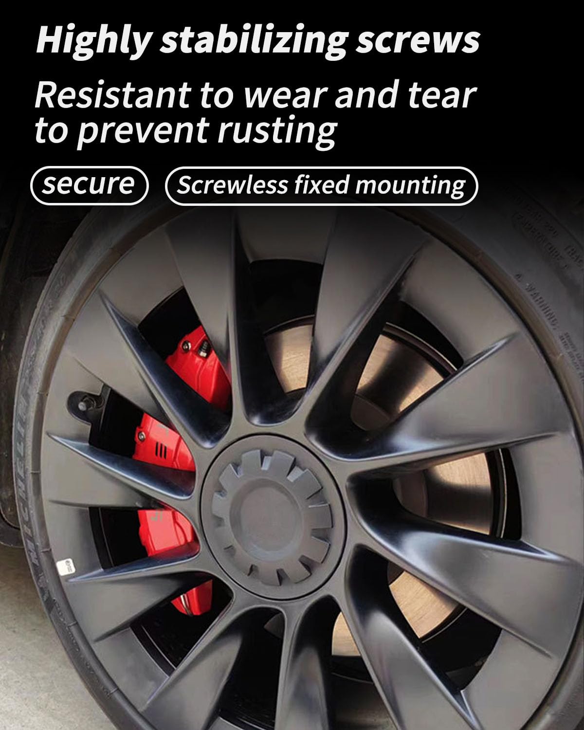 Cubierta de pinza de freno adecuada para 2020 2021 2022 2023 2024 2025 Tesla Model Y Accesorios Tamaño de rueda 19 pulgadas 20 pulgadas Protector de pinza de freno rojo (Rojo)
