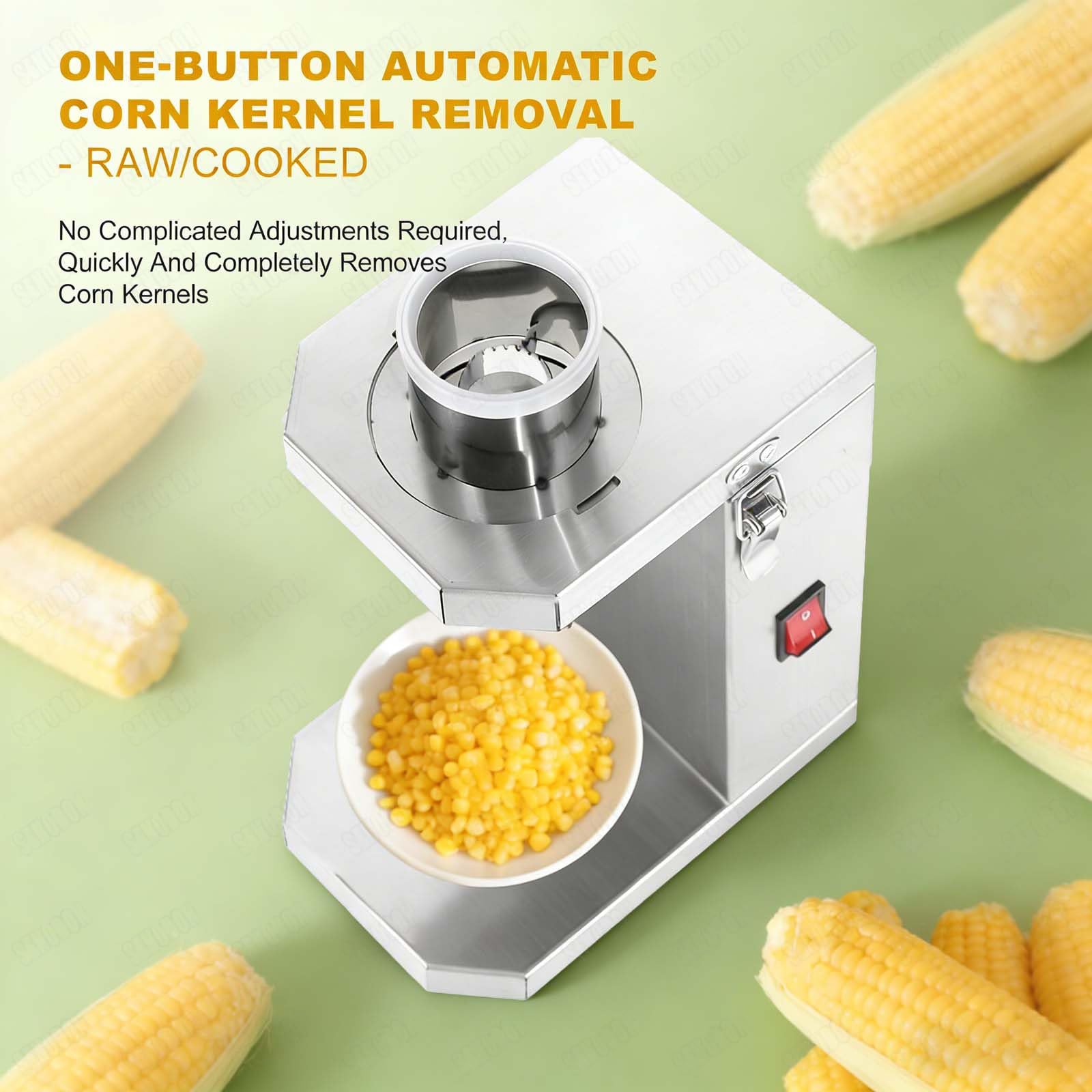 Spogliarello elettrico per mais, 40 W, con ampio scivolo di alimentazione da 6,5 cm, efficiente per mais fresco e bollito, facile da pulire per stand alimentari e casa