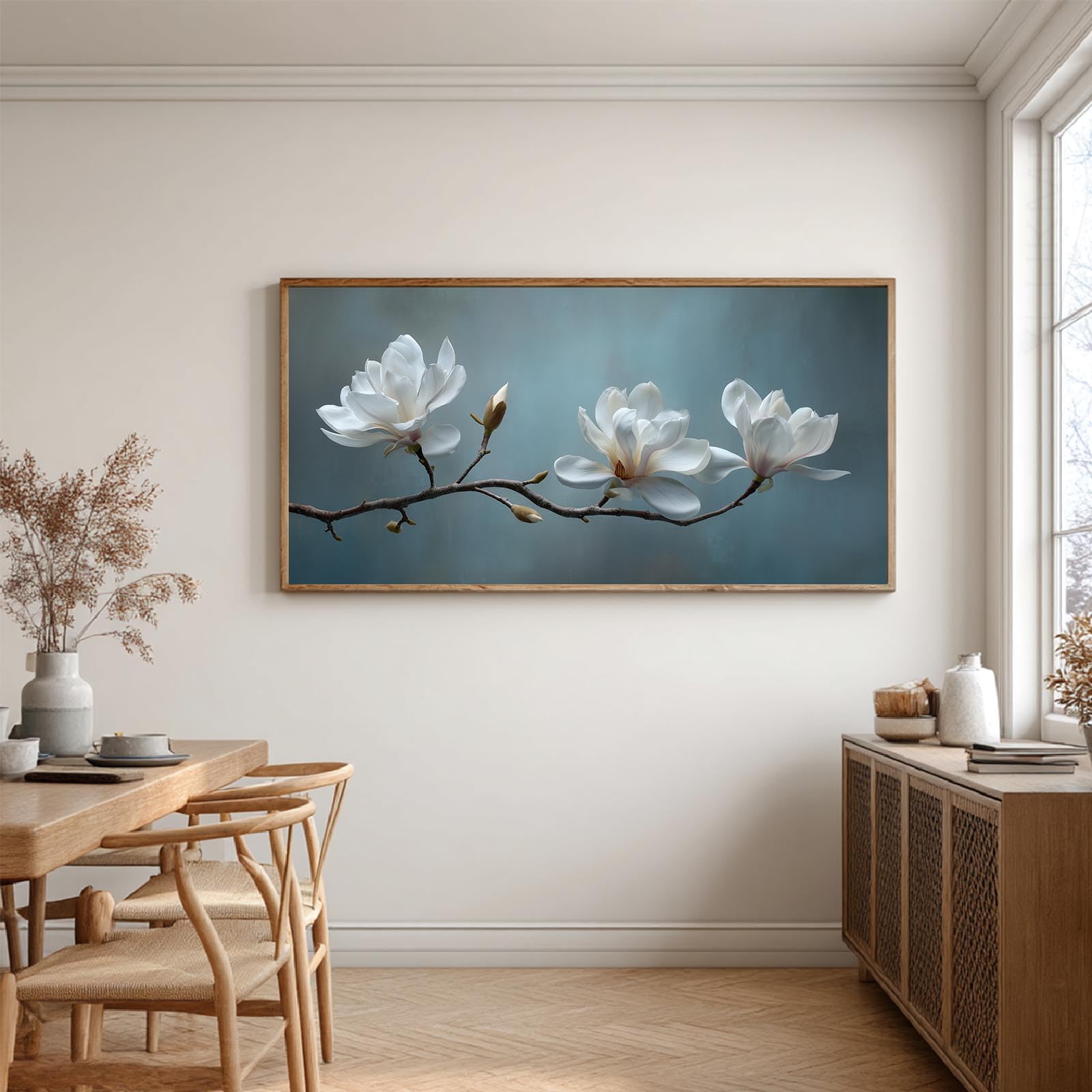YLHKME Bilder Auf Leinwand, Magnolie Blumen (80X160CM,A-Ungerahmt) | Leinwandbilder Kunstdruck Wandbilder Für Wohnzimmer Schlafzimmer Wohnkultur Deko