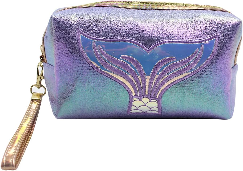 Holographic Cosmetic Bag Travel Toiletry Organizer Mermaid Storage Purse Makeup Carrying Case