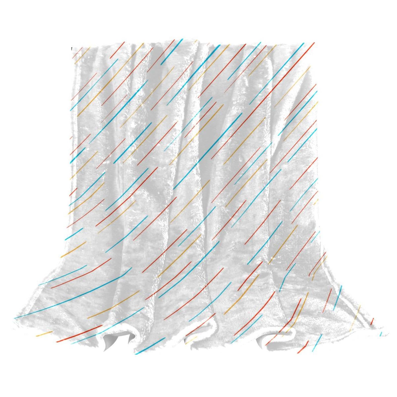 Couverture polaire rayures colorées plaid chaud anti-froid pour grand canapé 150x200