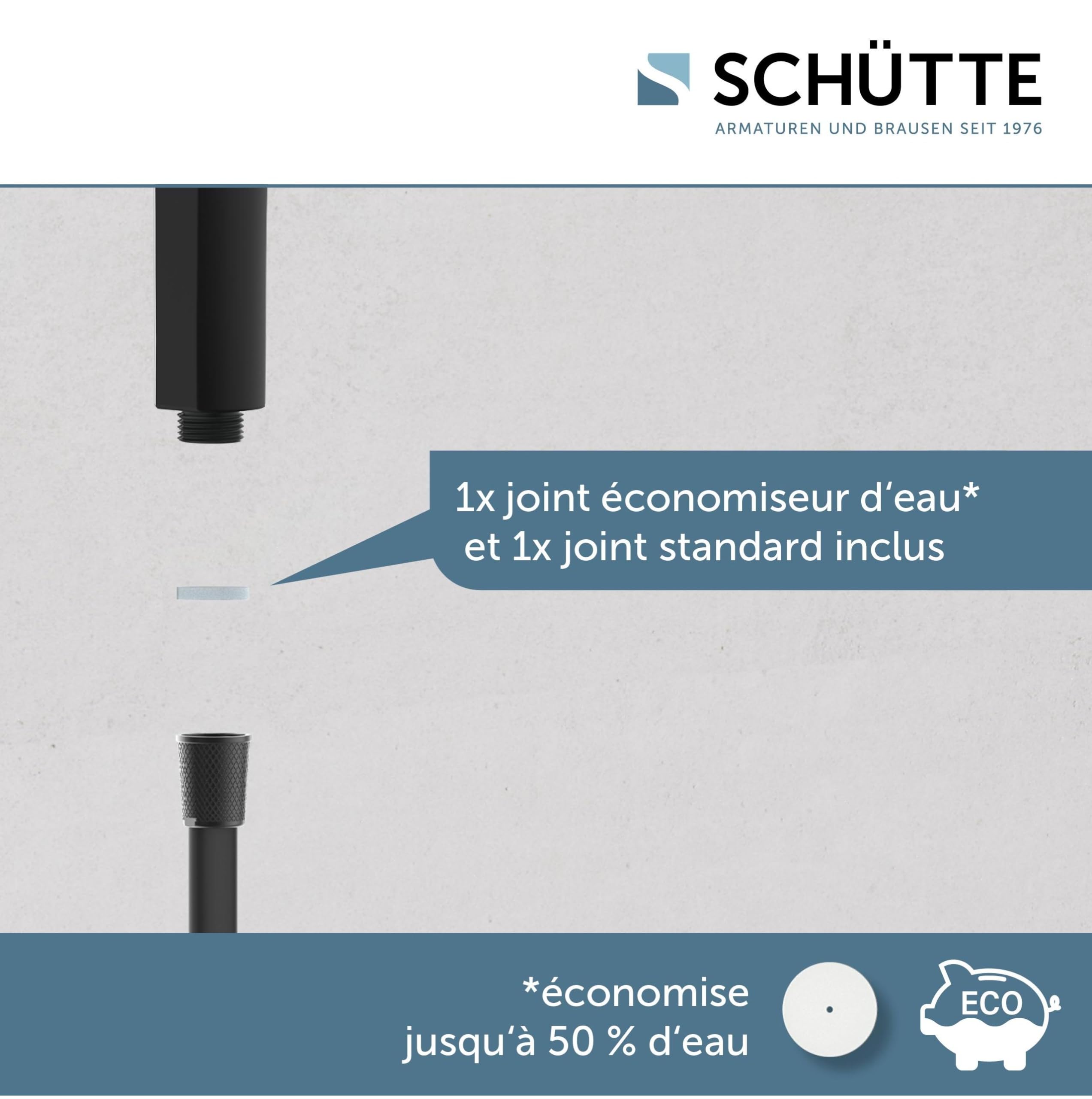 SCHÜTTE Pommeau de douche SAMOA RAIN | Technologie de jet de velours | Pommeau de douche avec plus de 300 buses | 3 types de jets réglables | Tête de douche anticalcaire pour la douche | Noir