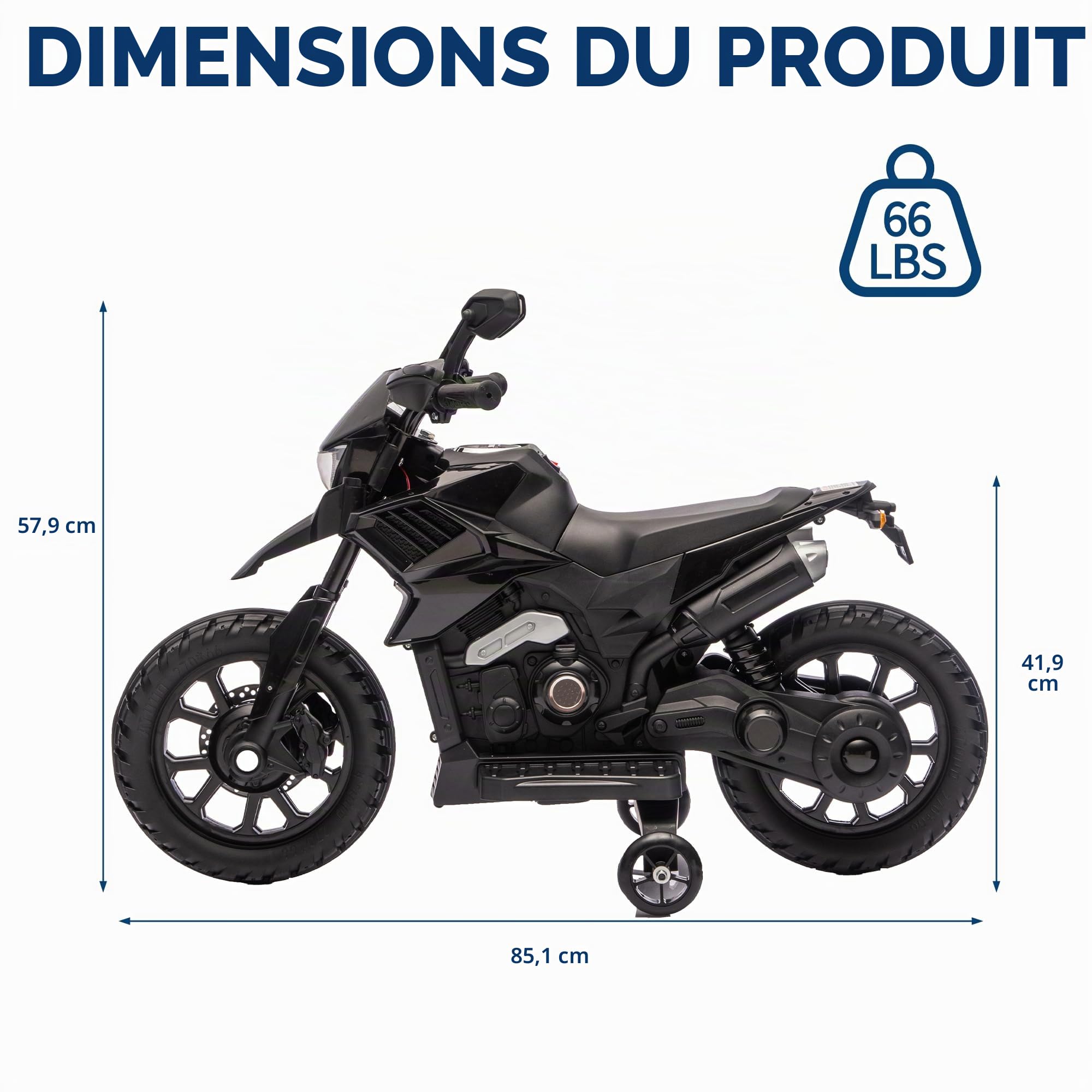 Moto Electrique Enfant Tout Terrain 6V Motocross Phares Musique Klaxon 3-6