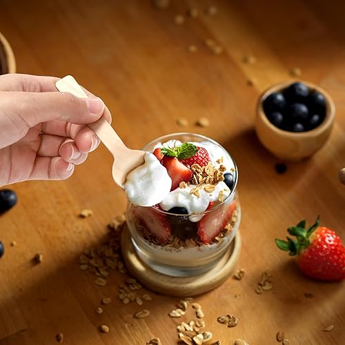 Miniatura 6 de Bekith Mini cucharas de madera paquete de 400 cucharas desechables biodegradables compostables de 4 pulgadas para manualidades, exfoliantes de