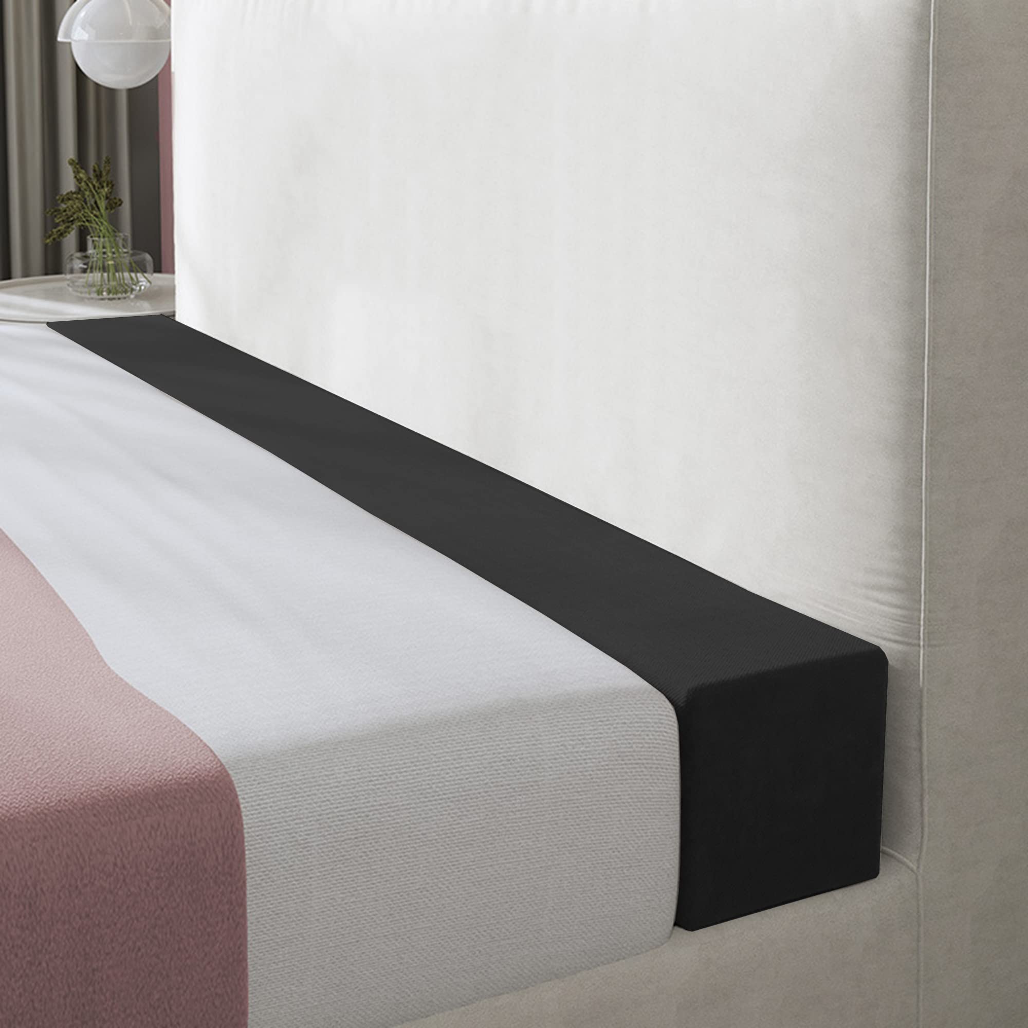 XIEMINLE Bed Mattress Gap Filler, Custom Size Sofa Bolster Armrest Cushion Headboard Pillow Bed Bridge Twin to King Bed, Bolster Pillow for Hotel/Family Gathering,200 * 20 * 20cm,Black