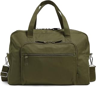 Vera Bradley Cotton Weekender Travel Bag, Climbing Ivy Green - Washable, Water-Resistant