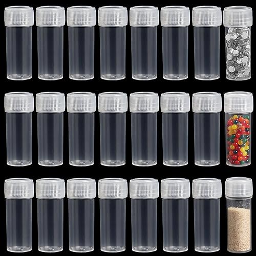 120 botellas de plástico de 0.2 fl oz para almacenamiento de viales, mini estuche de almacenamiento transparente con tapa, recipiente de