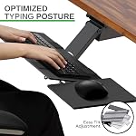 KT2 Ergonomic Sit Stand Under-Desk Computer Keyboard Tray for Standing Desks accessories holder large adjustable height range angle negative tilt slide swivels 360 black